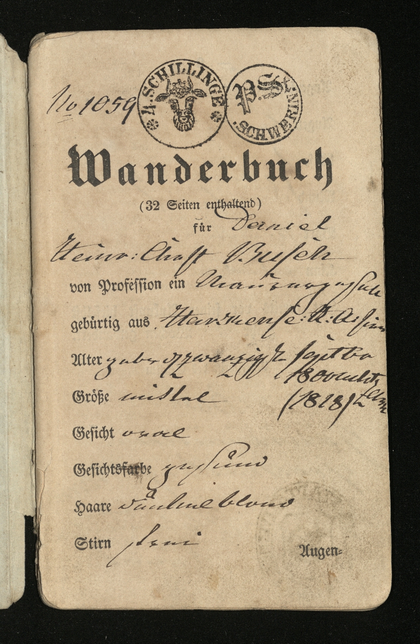First page of Busch's "passport"